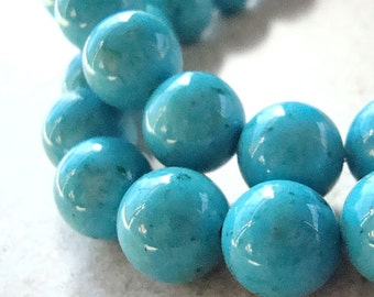 Fossil Beads 4mm Natural Aqua Blue Round Stones - 8 inch Strand