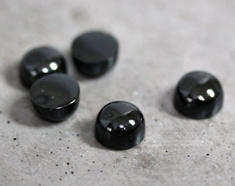 Black Onyx Cabochons, 10mm Smooth Polished Round Domed Black Gemstone 10MM Cabs - 6 pieces