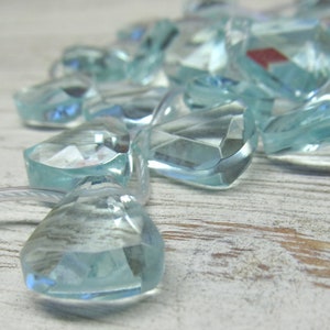 Glass Trapezoid Drop Beads 16 x 13mm Brilliant Semi Translucent Aqua Faceted Briolettes 10 Pcs. image 1