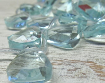 Glass Trapezoid Drop Beads 16 x 13mm Brilliant Semi Translucent Aqua Faceted Briolettes - 10 Pcs.