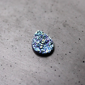 Peacock Blue Mystic Druzy Quartz Teardrop Cabochon (18MM X 14MM)