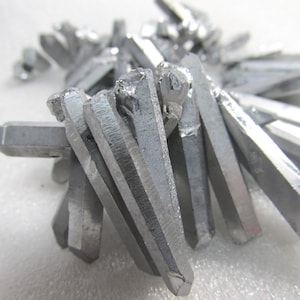 Silver Coated Quartz Shards: 20-30mm Crystal Freeform Beads
