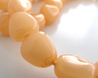 Czech Glass Beads 10mm Silky Peach Orange Nuggets - 12 Pieces