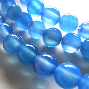Agate Beads 6mm Smooth Round Sky Blue Semi Translucent Beads - 22 Pieces