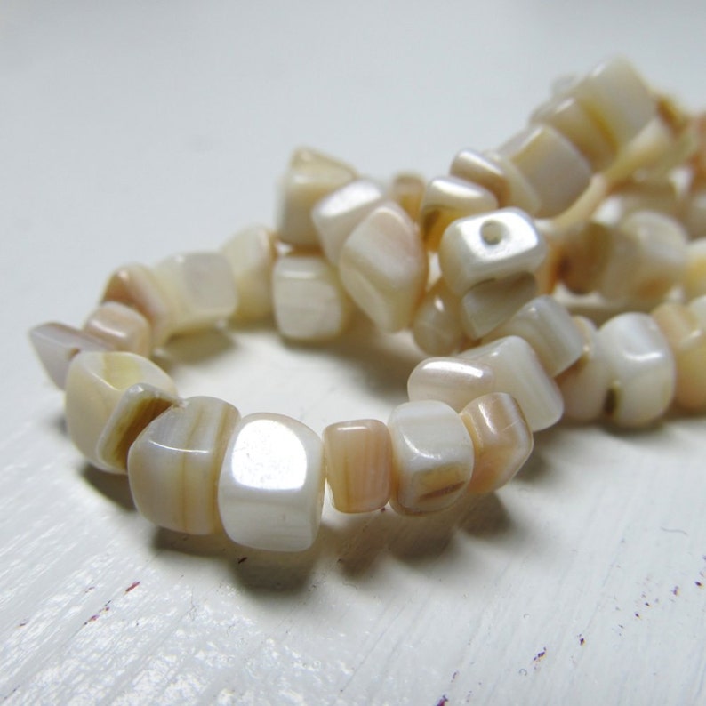 Shell Pearl Beads 5 x 3mm Lustrous Smooth Natural Multi Mix Square Chips 8 inch Strand image 2