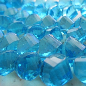 Aqua Blue Quartz Faceted Twist Teardrop Beads 12 X 10mm 8 inch Strand Swiss Blue Quartz Briolette Gemstone Drops image 2