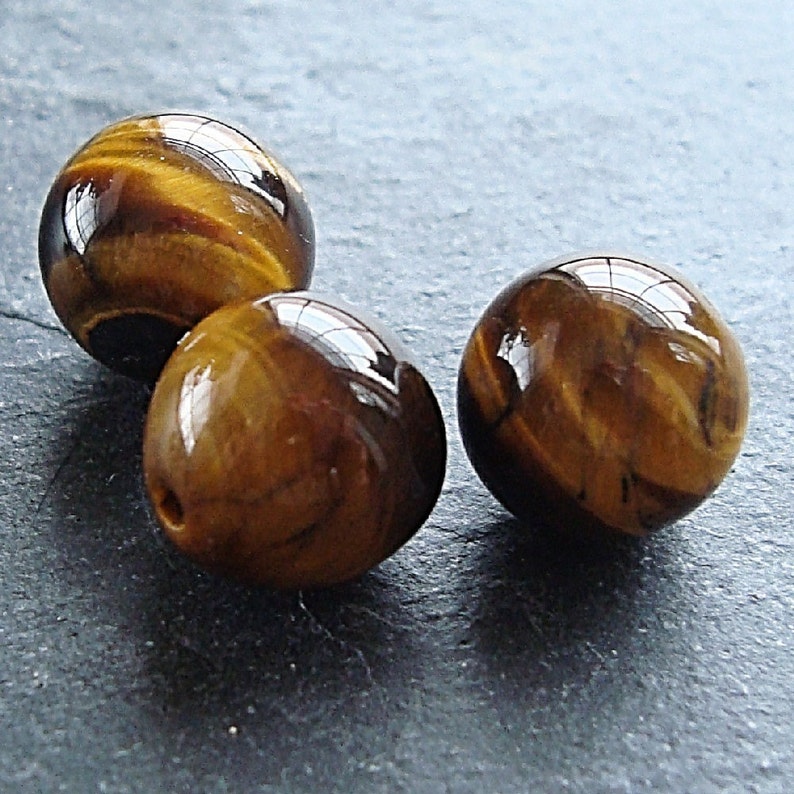 Tigereye Beads 10mm Smooth Flash Brown Rounds 10 pieces image 3