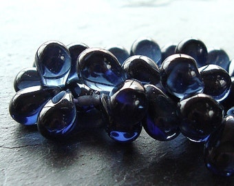 Czech Glass Beads 9 x 6mm Montana Blue Smooth Teardrops - 50 Pieces