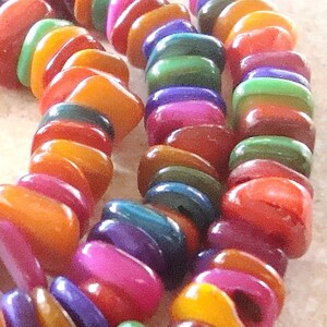 Shell Pearl Beads 10 x 3mm Lustrous Smooth Multi Mix Rondelle Chips 8 inch Strand image 2