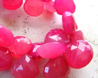 Strawberry Pink Chalcedony Faceted Hearts 16mm - 4 inch Strand