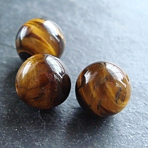 Tigereye Beads 10mm Smooth Flash Brown Rounds - 10 pieces