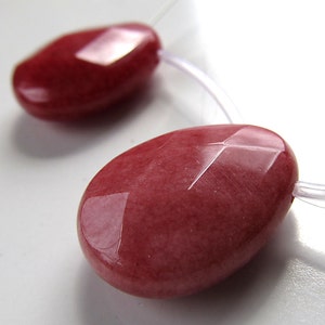 Jade Beads 25 x 18mm Burgundy Red Faceted Briolette Teardrops 2 Pieces image 2