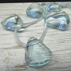 Glass Trapezoid Drop Beads 16 x 13mm Brilliant Semi Translucent Aqua Faceted Briolettes 10 Pcs. image 4