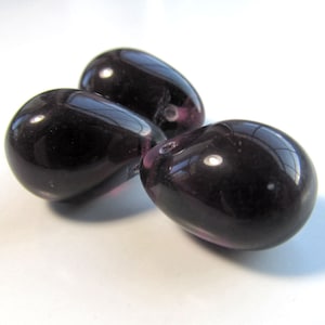 Aubergine Purple Czech Glass Pear Beads: 20x14mm Puffed Crystal, 4 Pcs