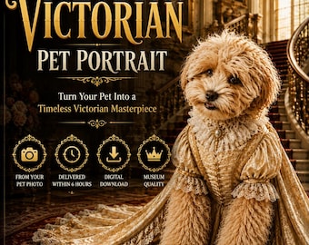 Custom Victorian Pet Portrait From Your Photo, Personalized Dog Portrait, Royal Pet Portrait, Vintage Pet Painting, Pet Memorial Gift