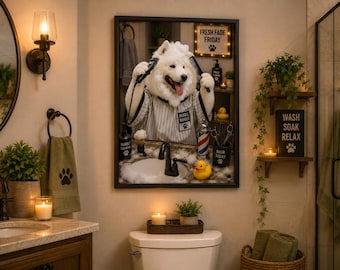 Custom Funny Pet Portrait from Photo | Personalized Dog Bathroom Wall Art | Custom Pet Bathroom Decor | Pet Lover Gift | Digital Download