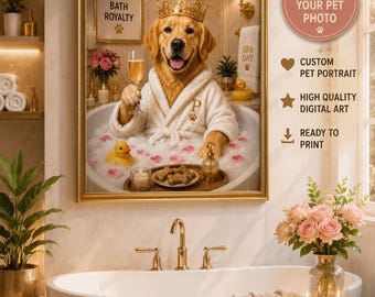 Custom Pet Portrait from Photo | Funny Bathroom Pet Portrait | Personalized Dog Portrait | Custom Dog Portrait | Funny Pet Portrait