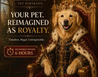 Custom Renaissance Pet Portrait | Royal Pet Portrait from Photo | Personalized Dog Portrait | Museum Style Oil Painting | Pet Memorial Gift