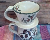 Handmade Ceramic drip coffee maker holder - pottery cone style filter holder - ceramic pourover coffee maker - Pine Cone design - 1733