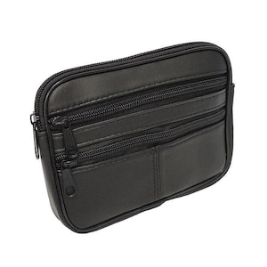 Riñonera grande de cuero con funda para cinturón