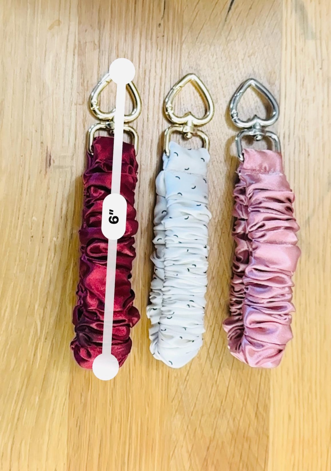 Printed Satin Scrunchie-style Wristlet Keychain – Heart Clasp | Fun ...