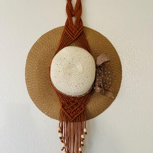 Macrame Hat Hanger –Boho Wall Decor with Wooden Beads
