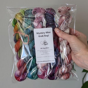 Hand Dyed DK Yarn Mini Skein Set: Superwash Merino Wool, 5 x 20g Grab Bag