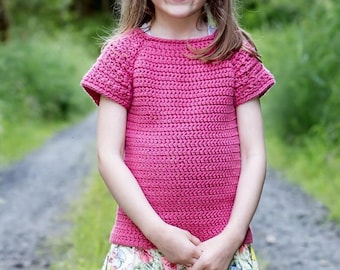 Crochet Pattern | Cap Sleeve | Instant Pdf Download | Girl top Pattern | Kids shirt Pattern | Crochet Tutorial | cute crochet Top