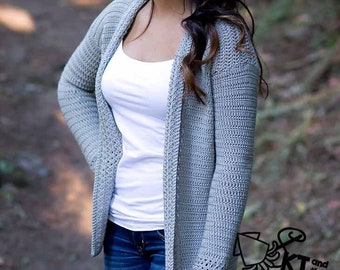 Crochet Cardigan Pattern: Kram Cardi, Women's Sweater (PDF Pattern), Sizes XS-3XL