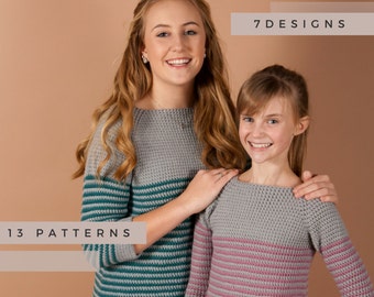 CROCHET PATTERN EBOOK - women crochet sweater, children crochet sweater, crochet pattern