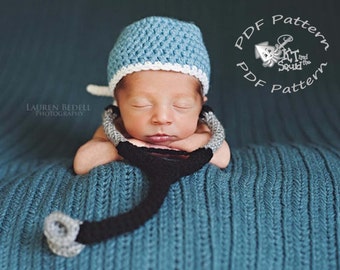 Scrub hat and stethoscope crochet pattern, doctor newborn photo prop pattern, crochet pattern, permission to sell, nurse photo prop