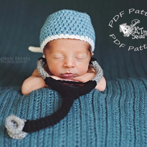 Scrub Hat and Stethoscope Crochet 