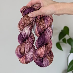 Pre-Order Hand Dyed Yarn - Fig |  Variegated Yarn | Sock, Sport, DK, Worsted and Bulky Weight Yarn | Purple merino yarn