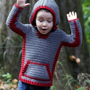 Crochet hoodie pattern, crochet childrens sweater, boys hoodie, girls hoodie, hooded vest for children, crochet, easy pattern, zipper or image 4