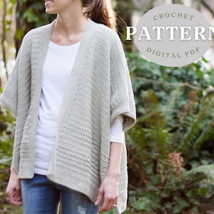 Crochet Pattern Cardigan Poncho Crochet Ruana Summer Crochet Cardigan Pattern Instant Download Simply Ruana Crochet Wrap image 1