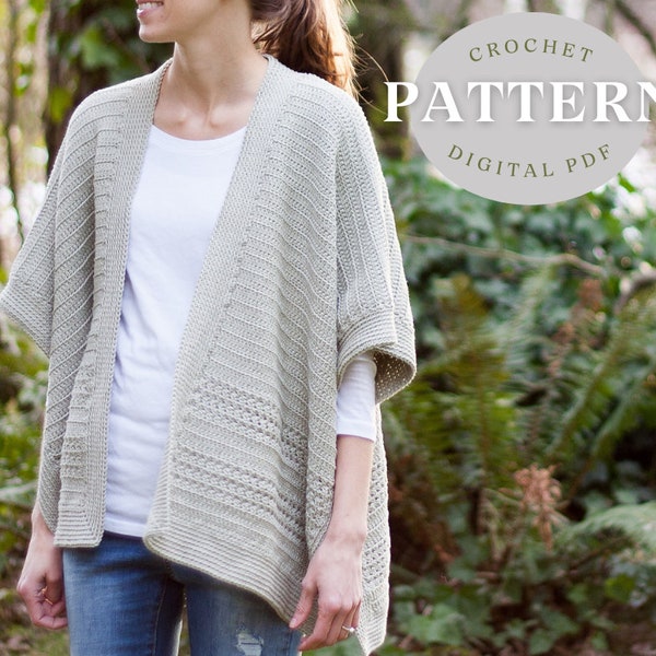 Crochet Pattern | Cardigan Poncho | Crochet Ruana | Summer Crochet | Cardigan Pattern | Instant Download | Simply Ruana | Crochet Wrap