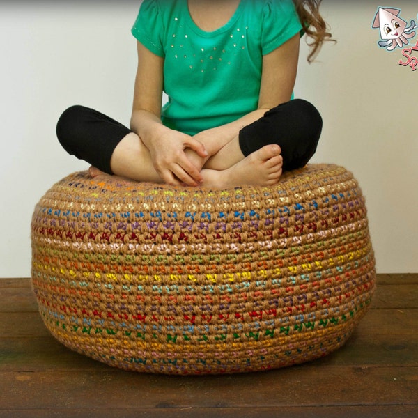 Crochet pattern, pouf pattern, crochet foot stool, crochet pouf, bean bag chair, newborn posing pillow, crochet stash buster, pillow