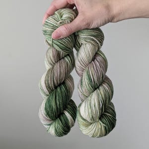 Hand Dyed Merino Wool Yarn: Green and Gray - "Ivy" Colorway, Choose your Weight