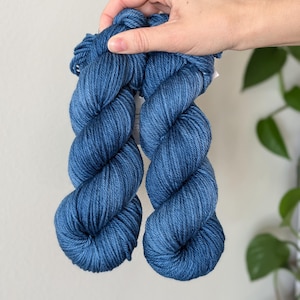 Pre- Order Hand Dyed Yarn - Cobalt | Available on Sock, Sport, DK, Worsted and Bulky | Blue Semi Solid Merino Yarn