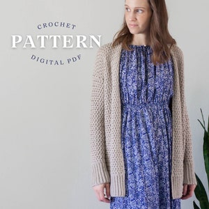 Crochet Pattern Oversized Cardigan Cardigan Pattern Textured Crochet Cardigan 9 Sizes Xs Pdf Instant Digital Download image 1
