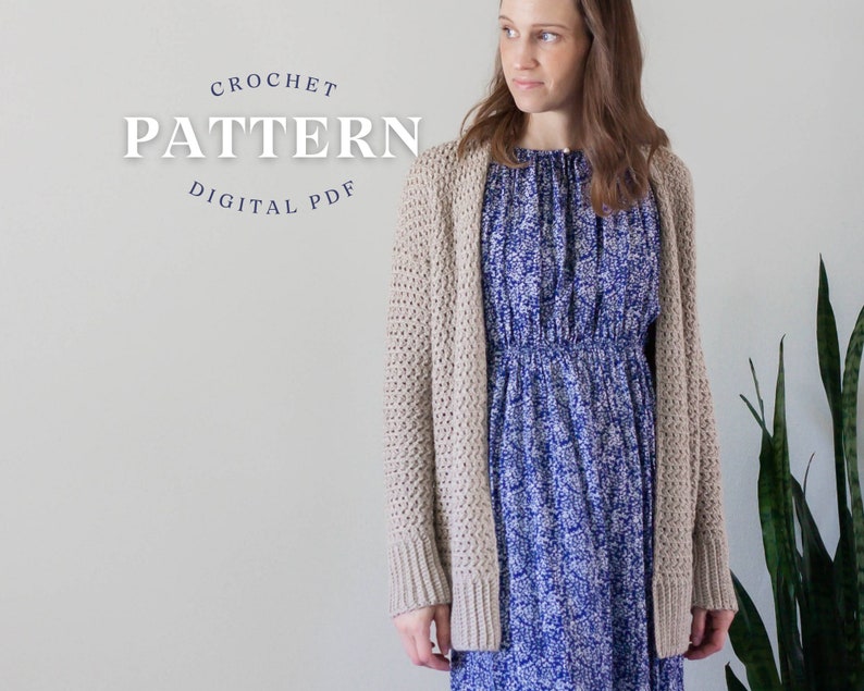 Crochet Pattern Oversized Cardigan Cardigan Pattern Textured Crochet Cardigan 9 Sizes Xs Pdf Instant Digital Download image 1