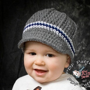 Crochet hat pattern, Newsboy hat pattern, crochet hat pattern, Permission to sell, newborn, infant, mens newsboy hat, crochet cap pattern, image 1
