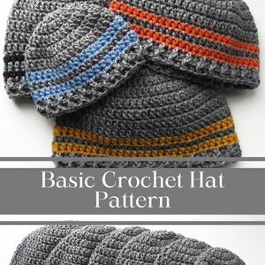 Crochet hat pattern, basic stripe beanie pattern. instant download, hat pattern, boys hat pattern, newborn hat pattern, infant hat, mens hat image 5