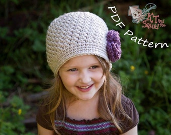 crochet baby hat pattern, easy hat pattern, newborn hat pattern,  hat with flower pattern, Womens crochet hat pattern,girls hat patter