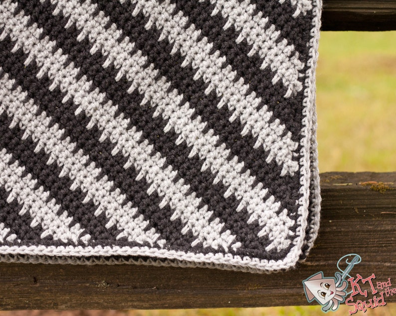 Crochet afghan pattern, diagonal stripe blanket pattern, crochet blanket pattern, throw pattern, easy crochet stripe pattern okay to sell image 2