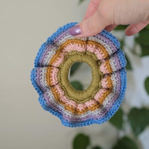 Colorful Crocheted Scrunchie | Girls Scrunchie | Gift for Girls | Stocking Stuffer | Large Hair Scrunchie | Summer Linen Scrunchie