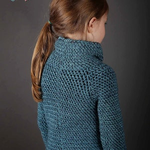 Crochet Sweater pattern, Children, top down, cowl neck, easy crochet, cozy, pdf pattern, modern, jumper, seamless, winter, fall, girls image 2