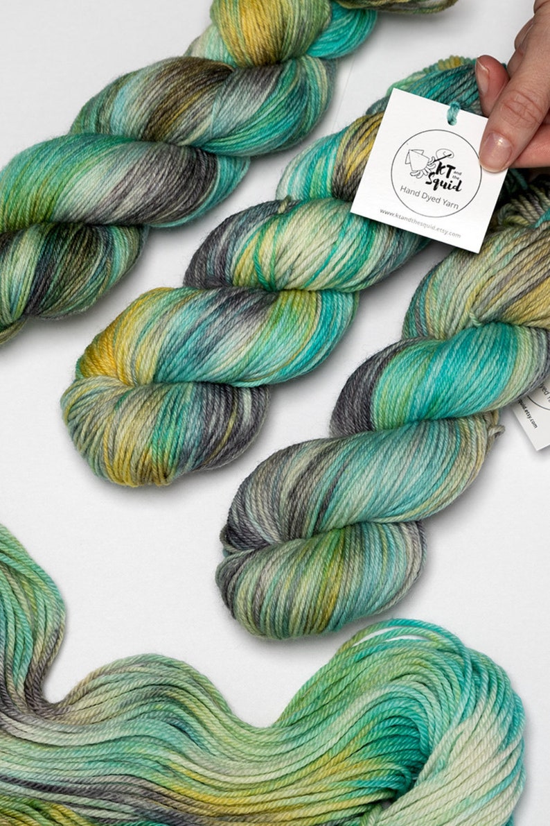 Hand Dyed Yarn Tropical Love Birds Variegated Yarn Superwash Merino Worsted Knitting Crochet Yarn DK Weight yarn image 6