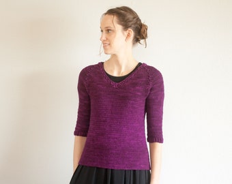 CROCHET sweater PATTERN, pullover pattern. women's sweater pattern, crochet pattern, top down crochet, instant download, V neck, Seamless