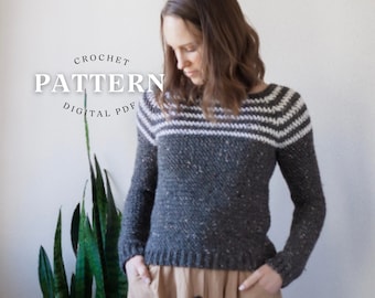 Crochet Raglan Pullover Pattern: KT and the Squid Ash Sweater (PDF Pattern)